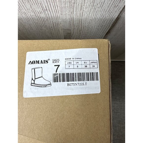 Aomais Womens Size 7 Black Suede Mid Calf Lined Boots Winter - Picture 7 of 7